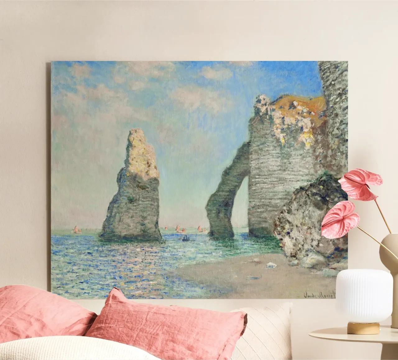 Le scogliere di Étretat di Claude Monet (1885) alluminio dibond da Classic Art Prints