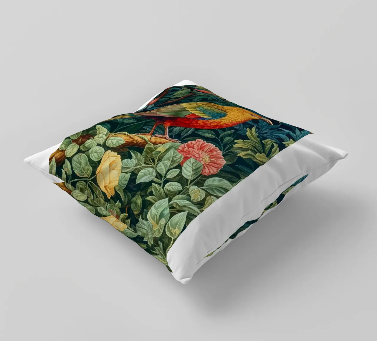 uccelli appollaiati sui rami degli alberi in fiore cuscino da Ropech Shop