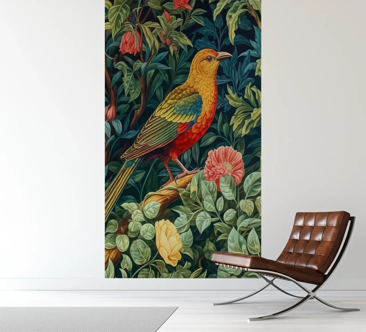 birds perch on flowering tree branches photo wallpaper by Ropech Shop