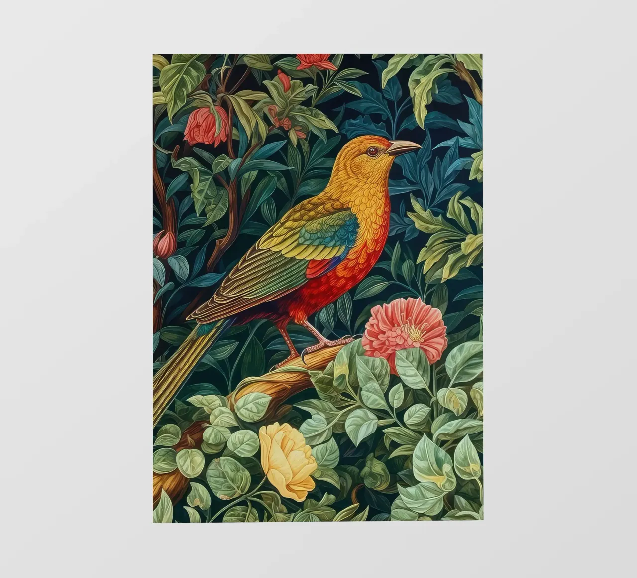uccelli appollaiati sui rami degli alberi in fiore telo in pvc da Ropech Shop
