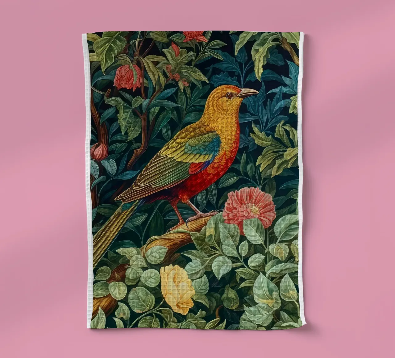 uccelli appollaiati sui rami degli alberi in fiore canovaccio da cucina da Ropech Shop