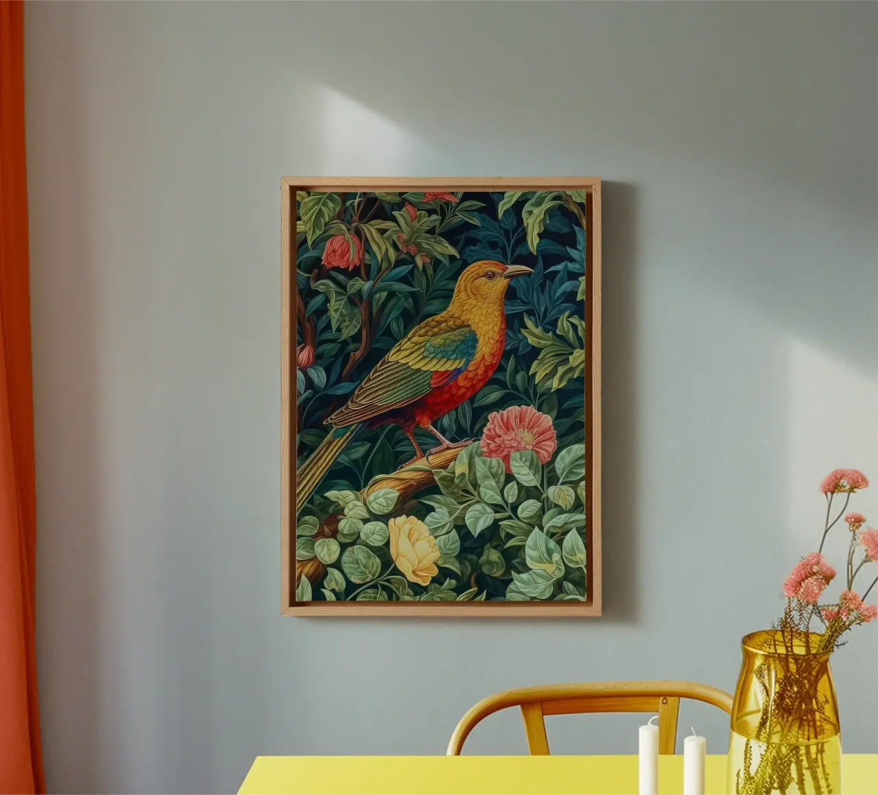 uccelli appollaiati sui rami degli alberi in fiore tela da Ropech Shop