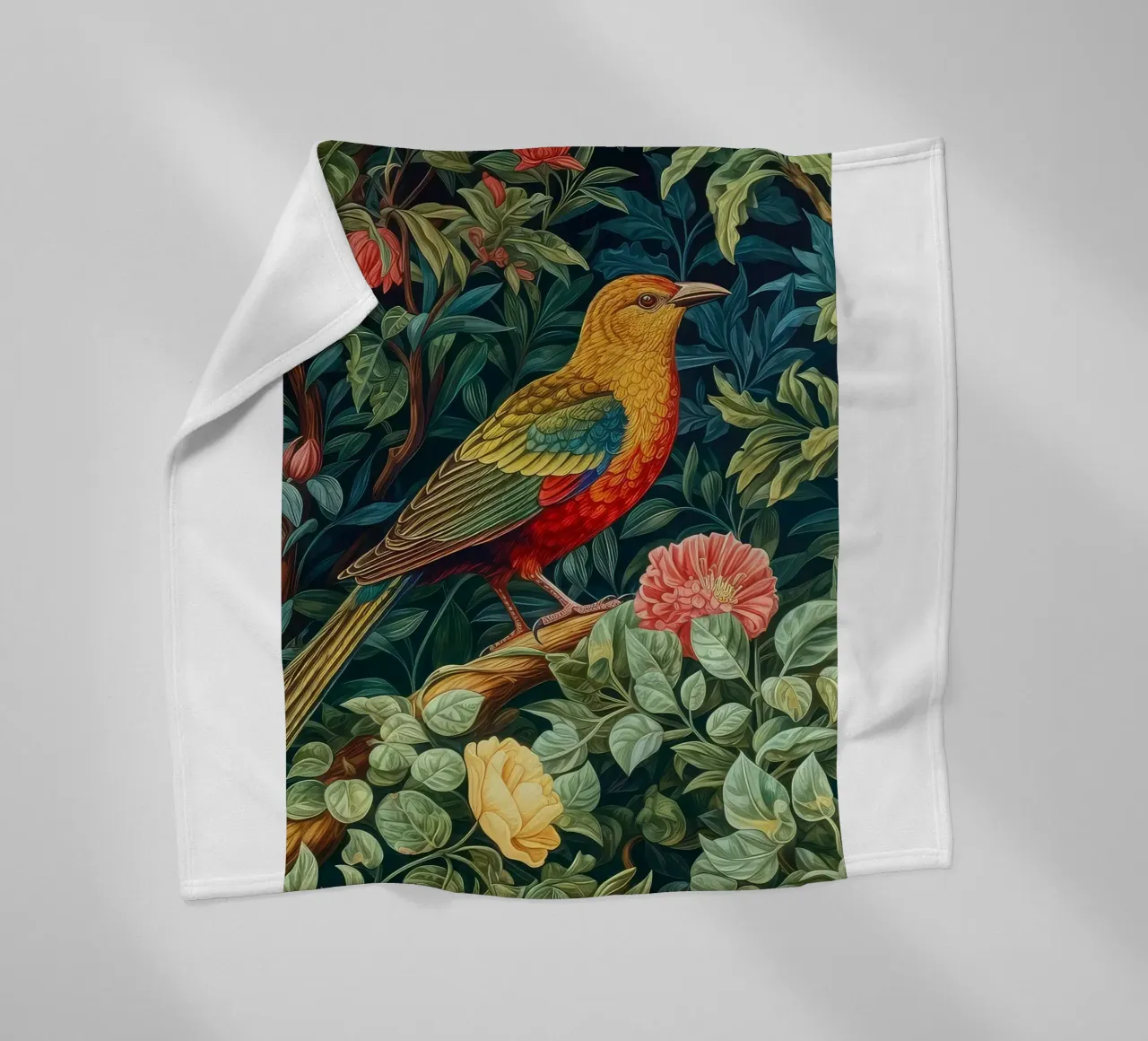 uccelli appollaiati sui rami degli alberi in fiore coperta in pile da Ropech Shop
