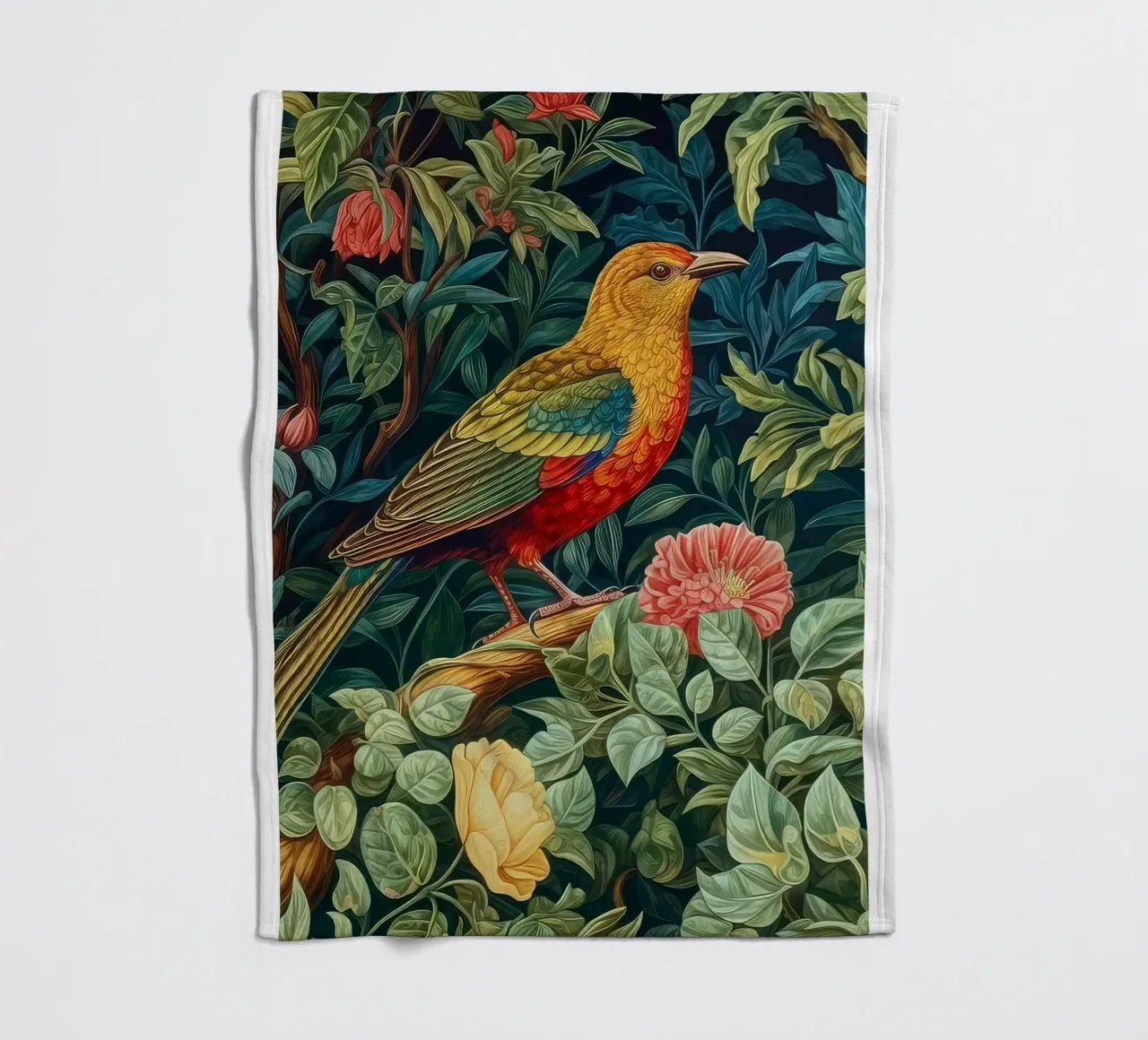 uccelli appollaiati sui rami degli alberi in fiore coperta in pile da Ropech Shop