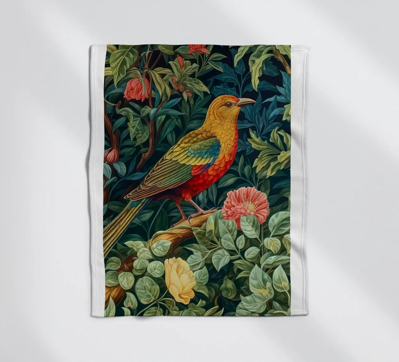 uccelli appollaiati sui rami degli alberi in fiore coperta in pile da Ropech Shop