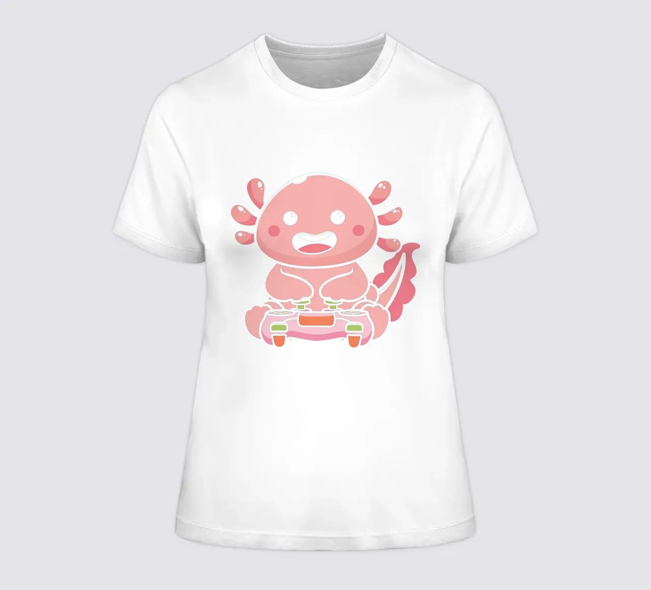 Axolotl and video game camiseta de mujer de edsonramosart