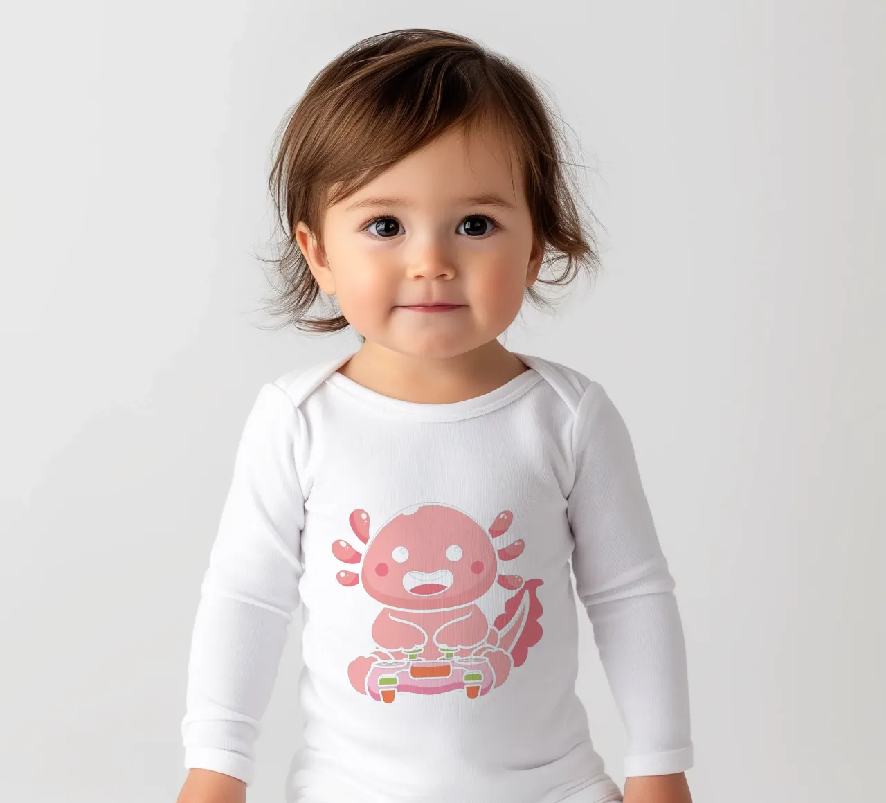 Axolotl and video game body neonato maniche lunghe da edsonramosart