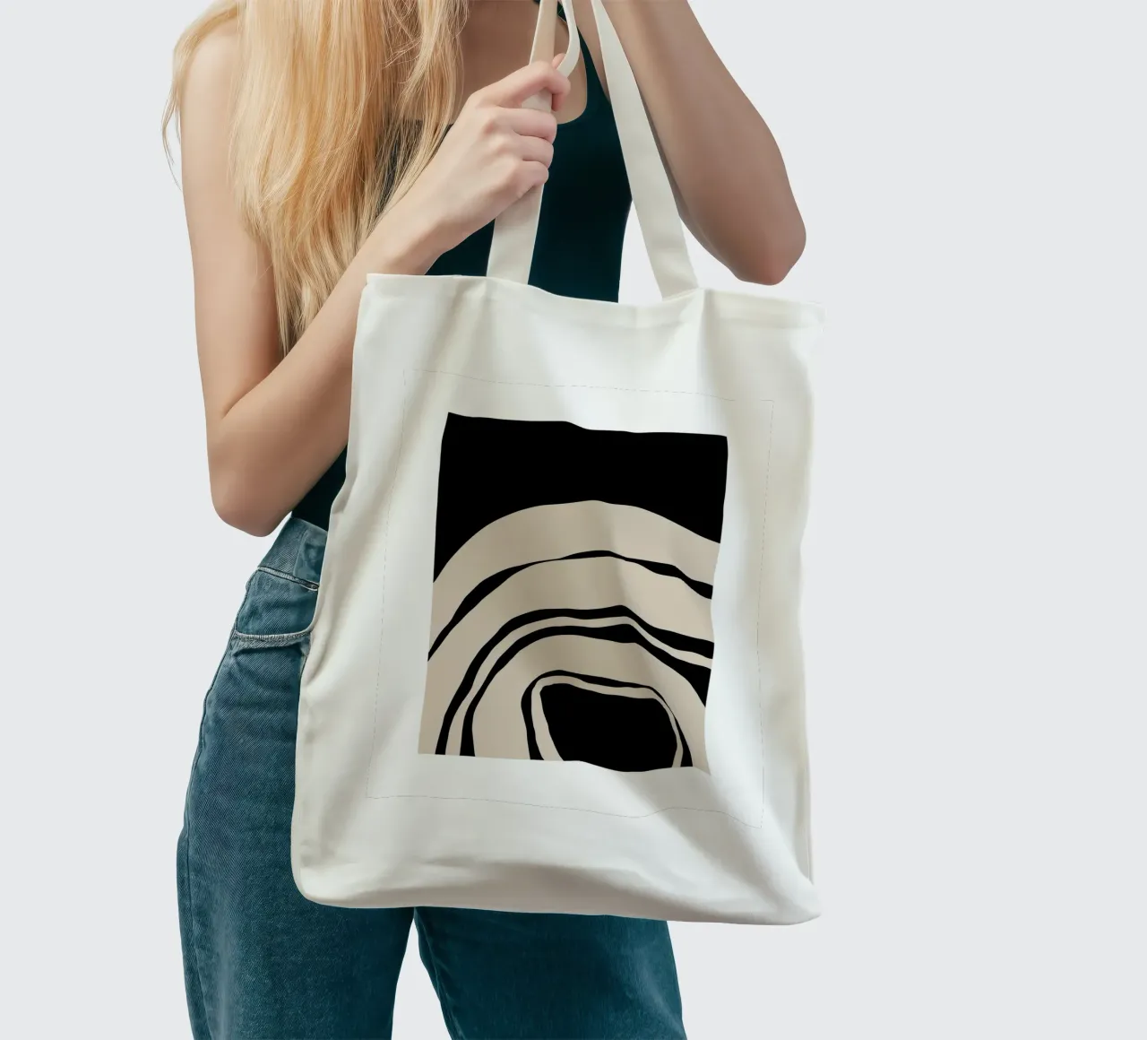 Abstract Lines Contour Wall Art 2 borsa in juta da vintageshop