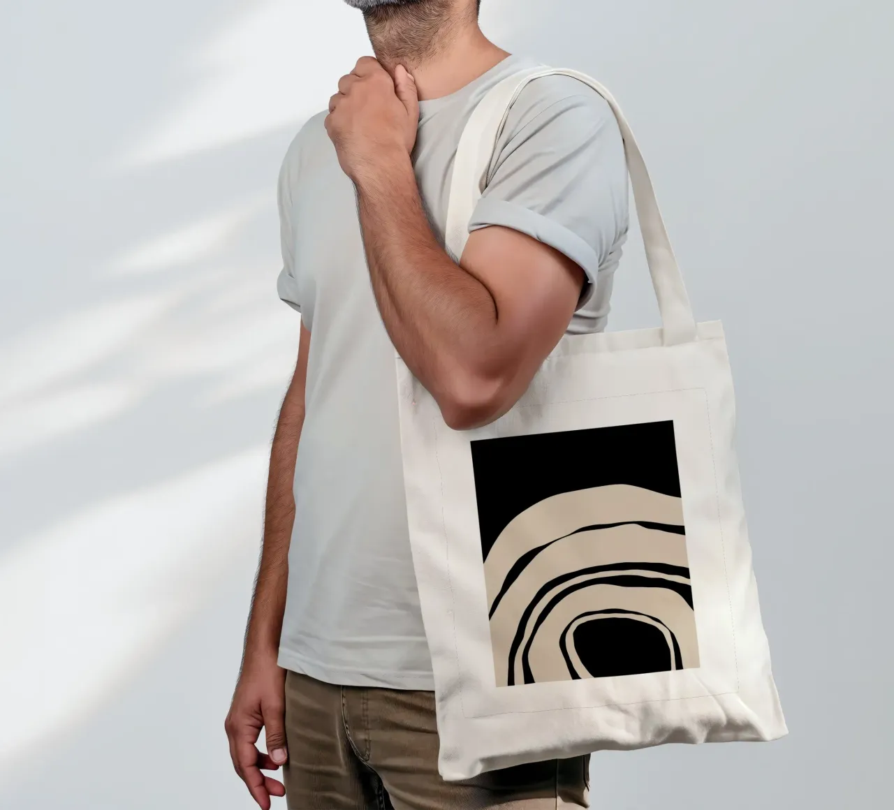 Abstract Lines Contour Wall Art 2 borsa in juta da vintageshop