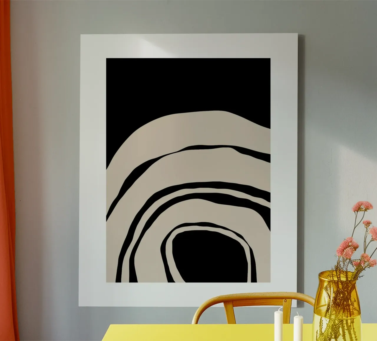 Abstract Lines Contour Wall Art 2 tela con Cornice a cassetta da vintageshop