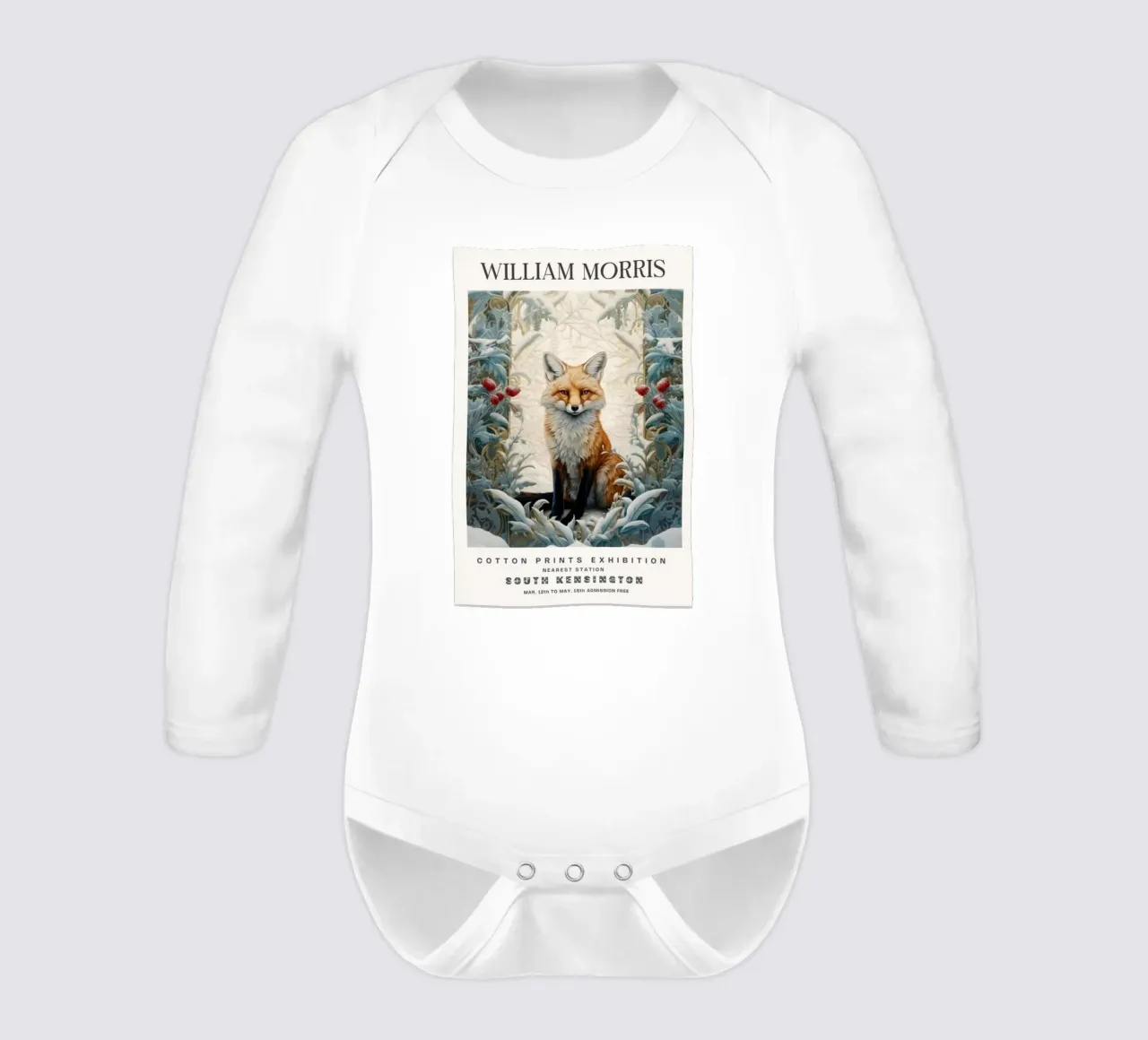 a fierce fox with leaves covered with snow long-sleeve baby romper by Ropech Shop