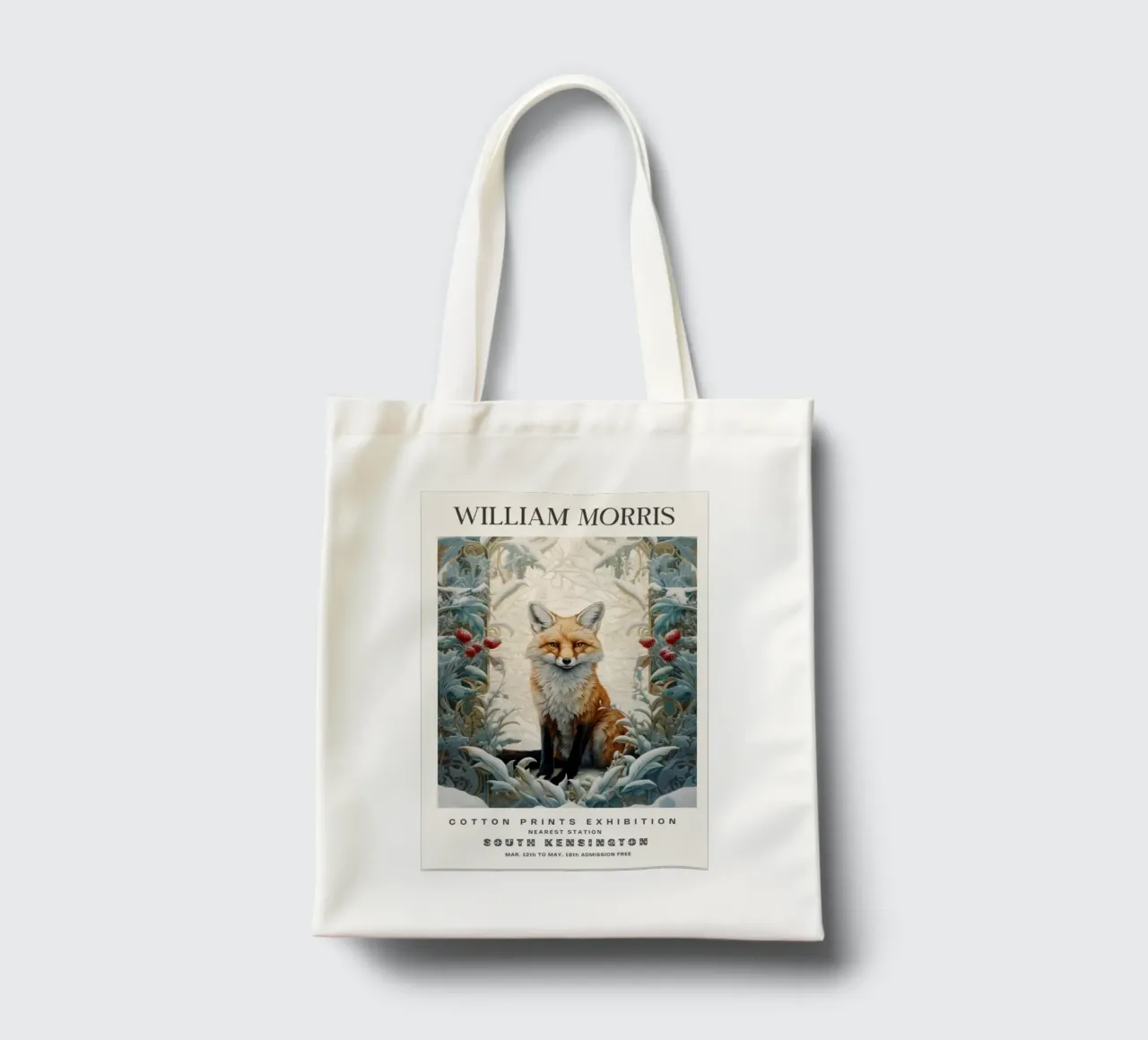 a fierce fox with leaves covered with snow tote bag by Ropech Shop