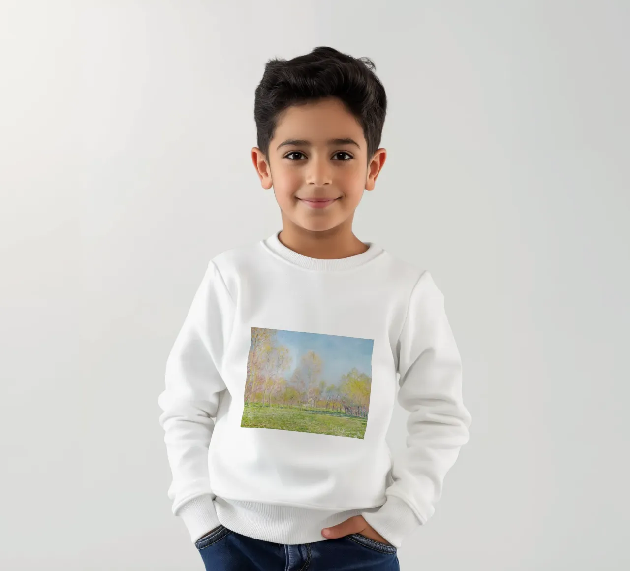 Frühling in Giverny (1890) von Claude Monet Kinder Sweatshirt von Art History