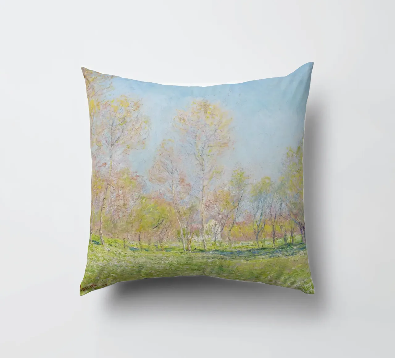 Spring in Giverny (1890) by Claude Monet decorative cushion by Art History