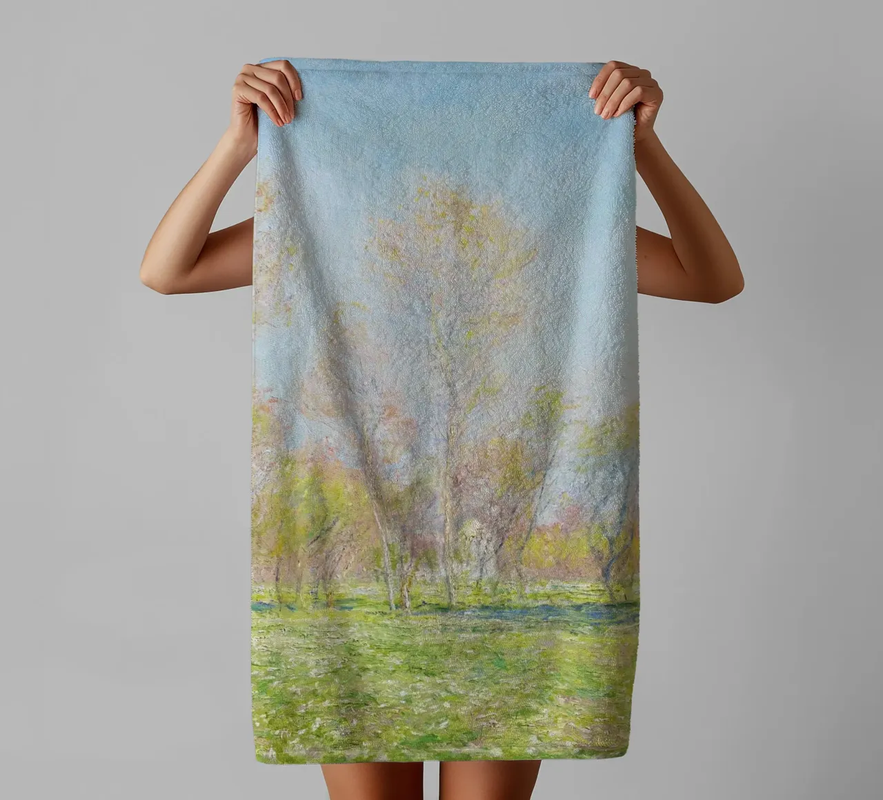 Spring in Giverny (1890) by Claude Monet towel by Art History