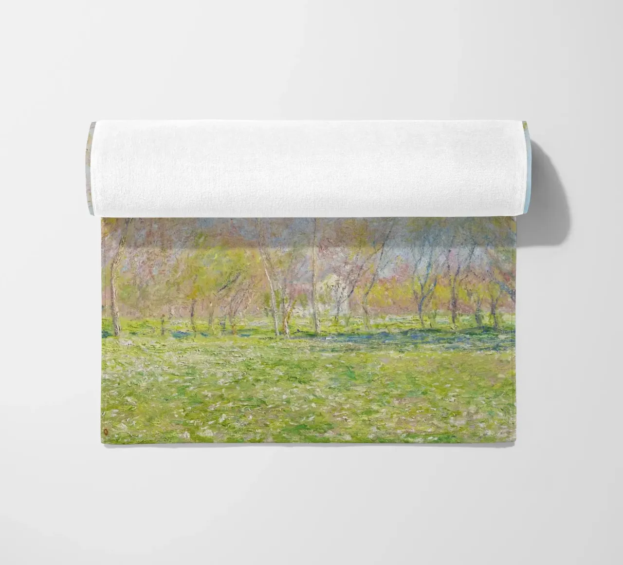 Spring in Giverny (1890) by Claude Monet beach towel by Art History