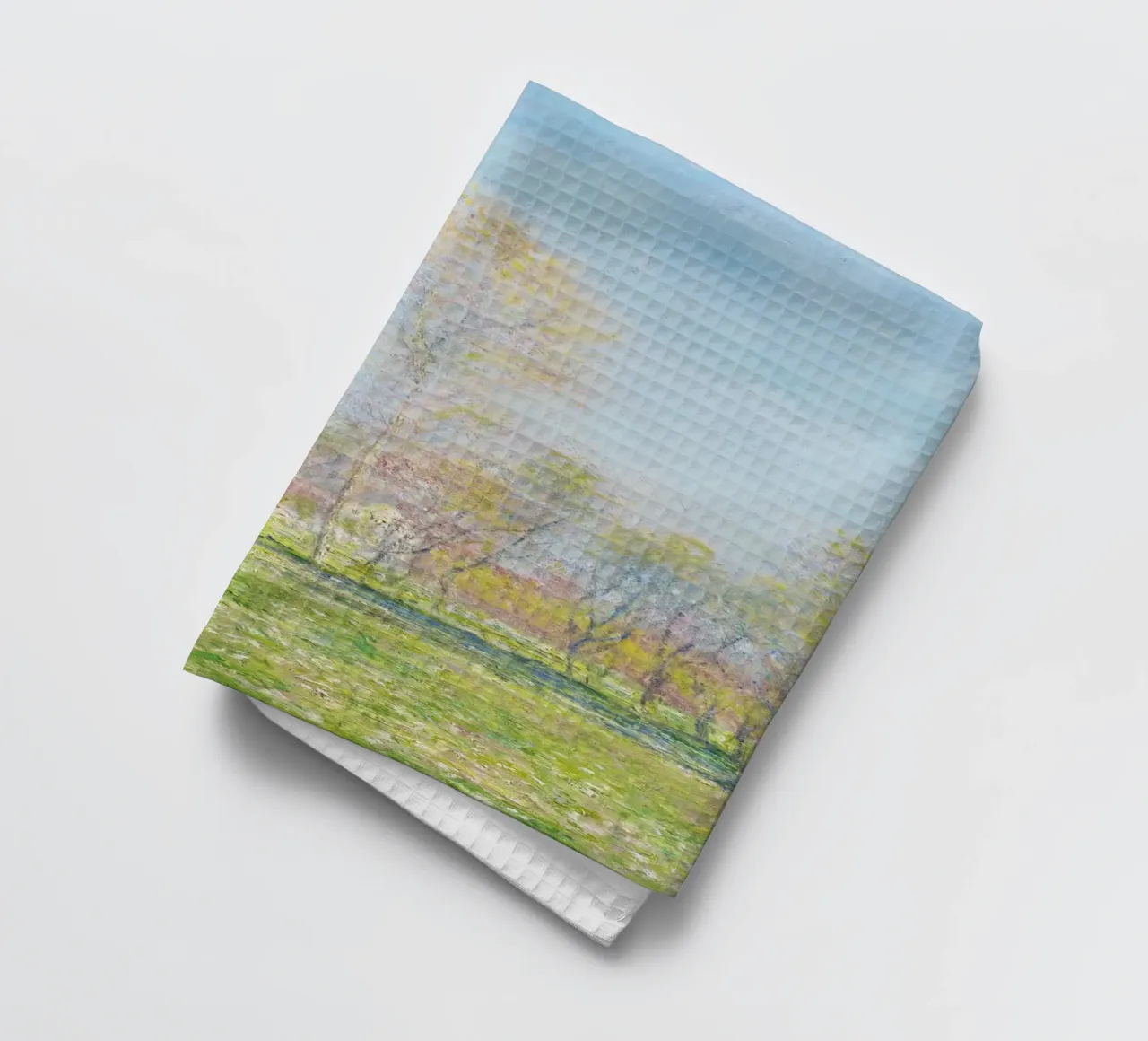 Spring in Giverny (1890) by Claude Monet tea towel by Art History