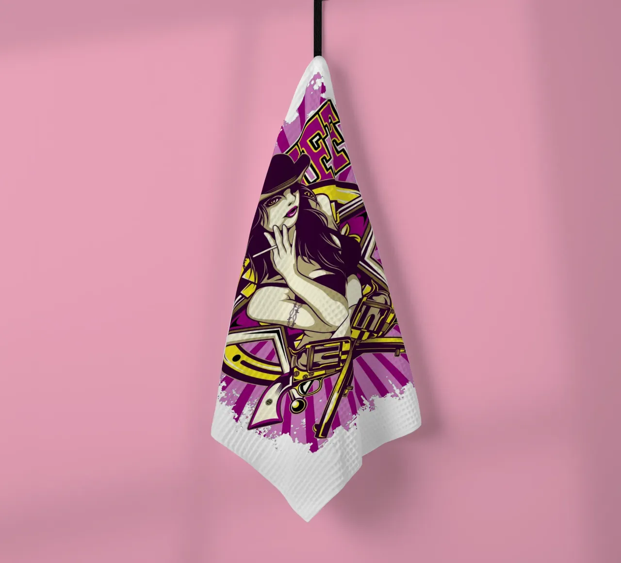 Woman Sheriff Art Illustration tea towel by Cute
