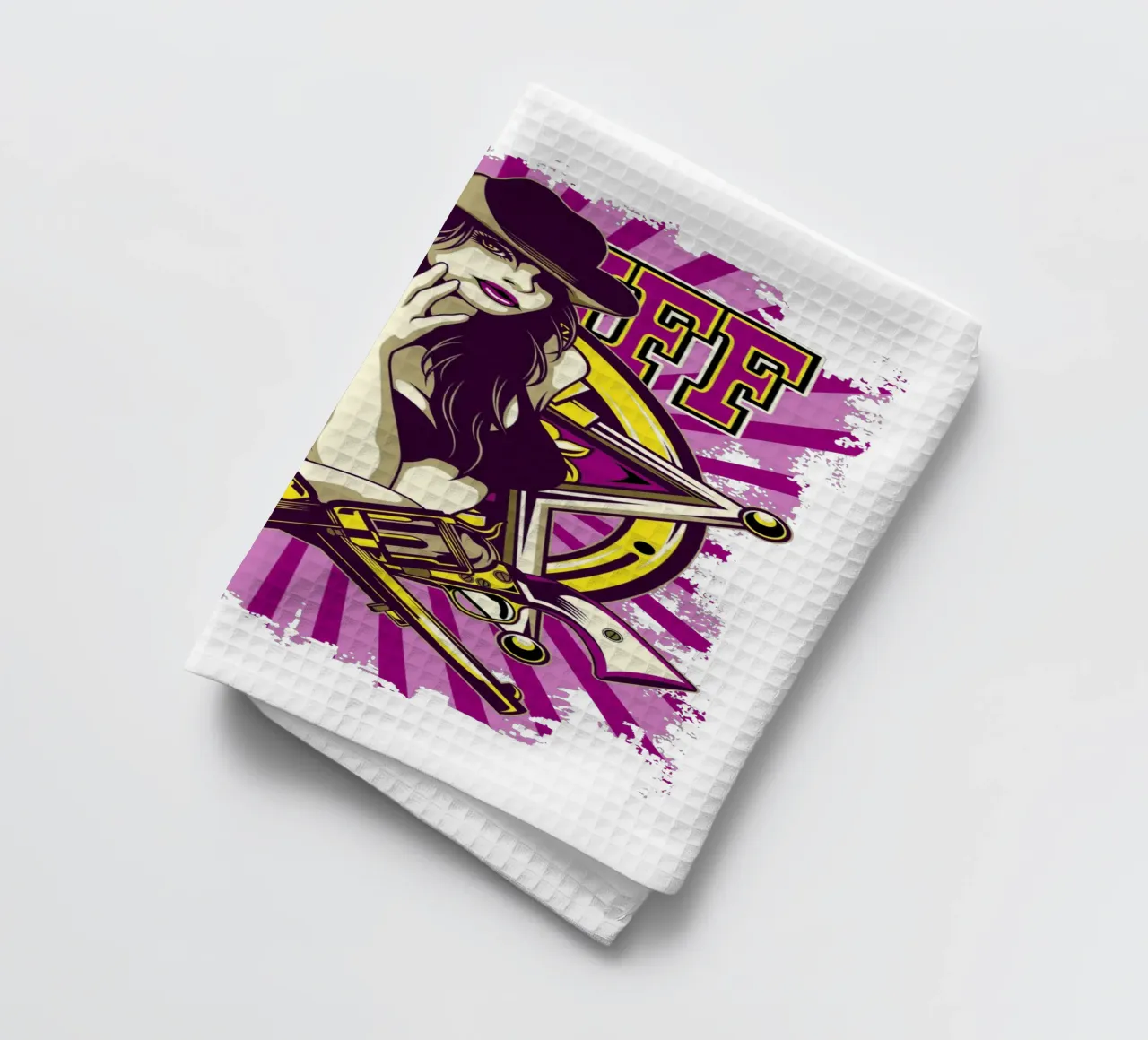 Woman Sheriff Art Illustration tea towel by Cute