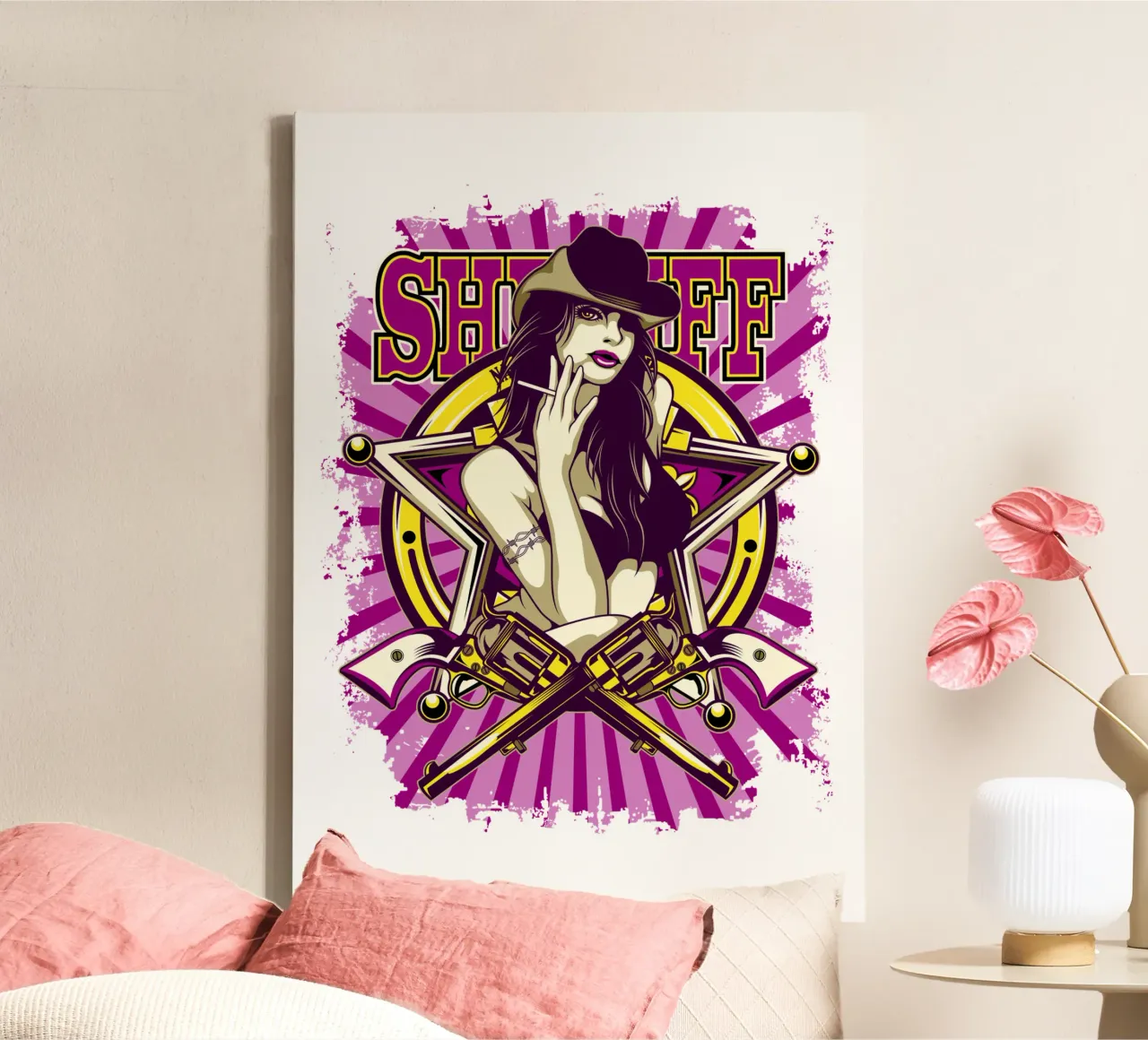Woman Sheriff Art Illustration canvas by Cute