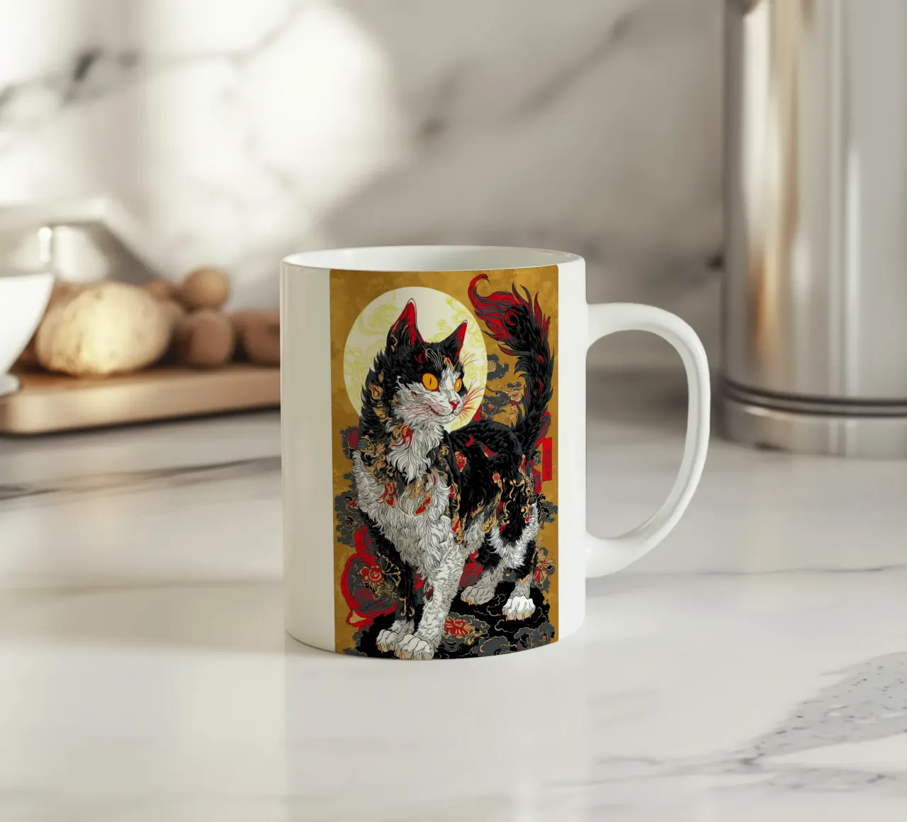 Gatto Ukiyo-e tazza in ceramica da Fleur de Lys