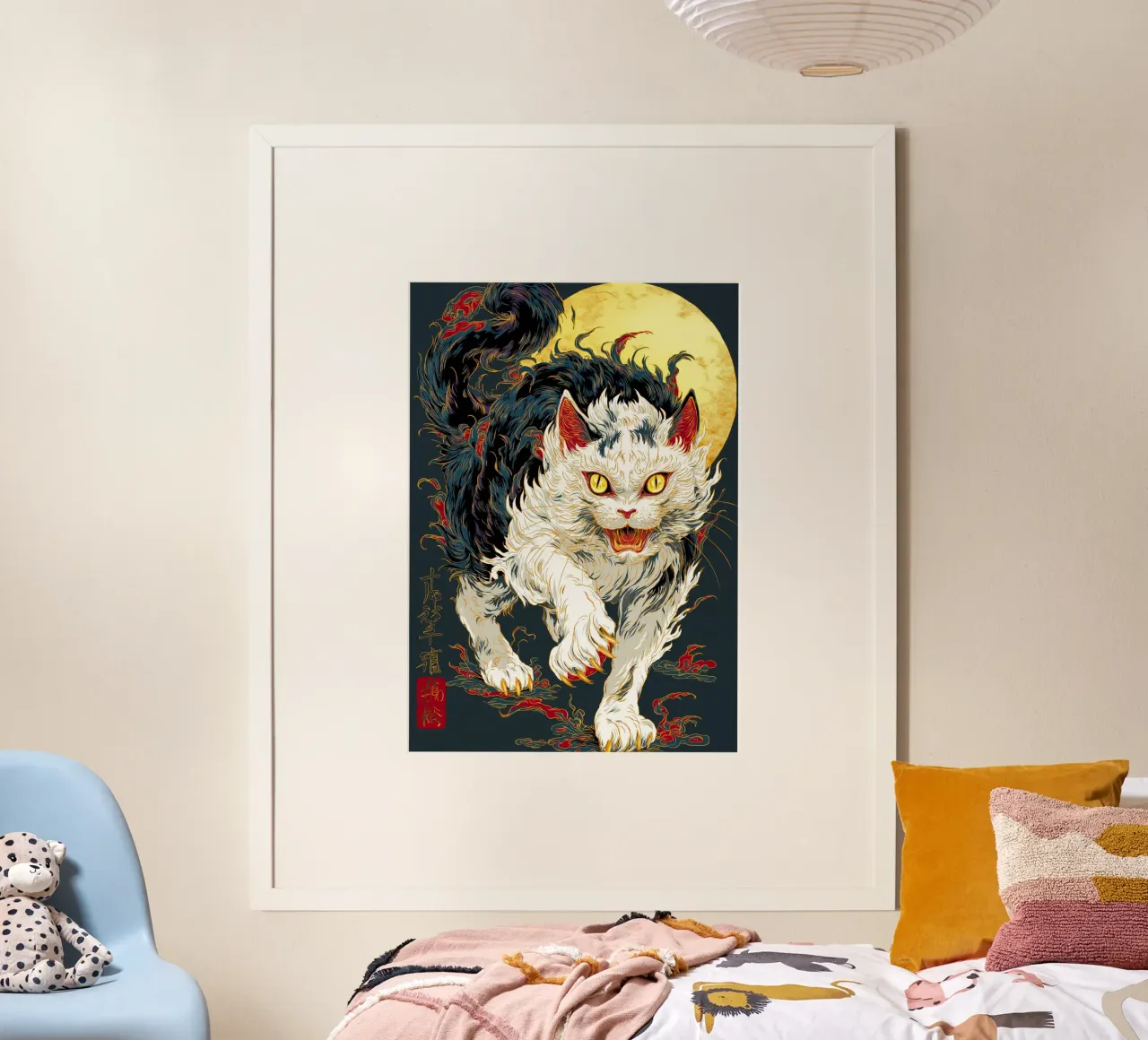 Gatto Ukiyo-e poster con telaio in alluminio da Fleur de Lys