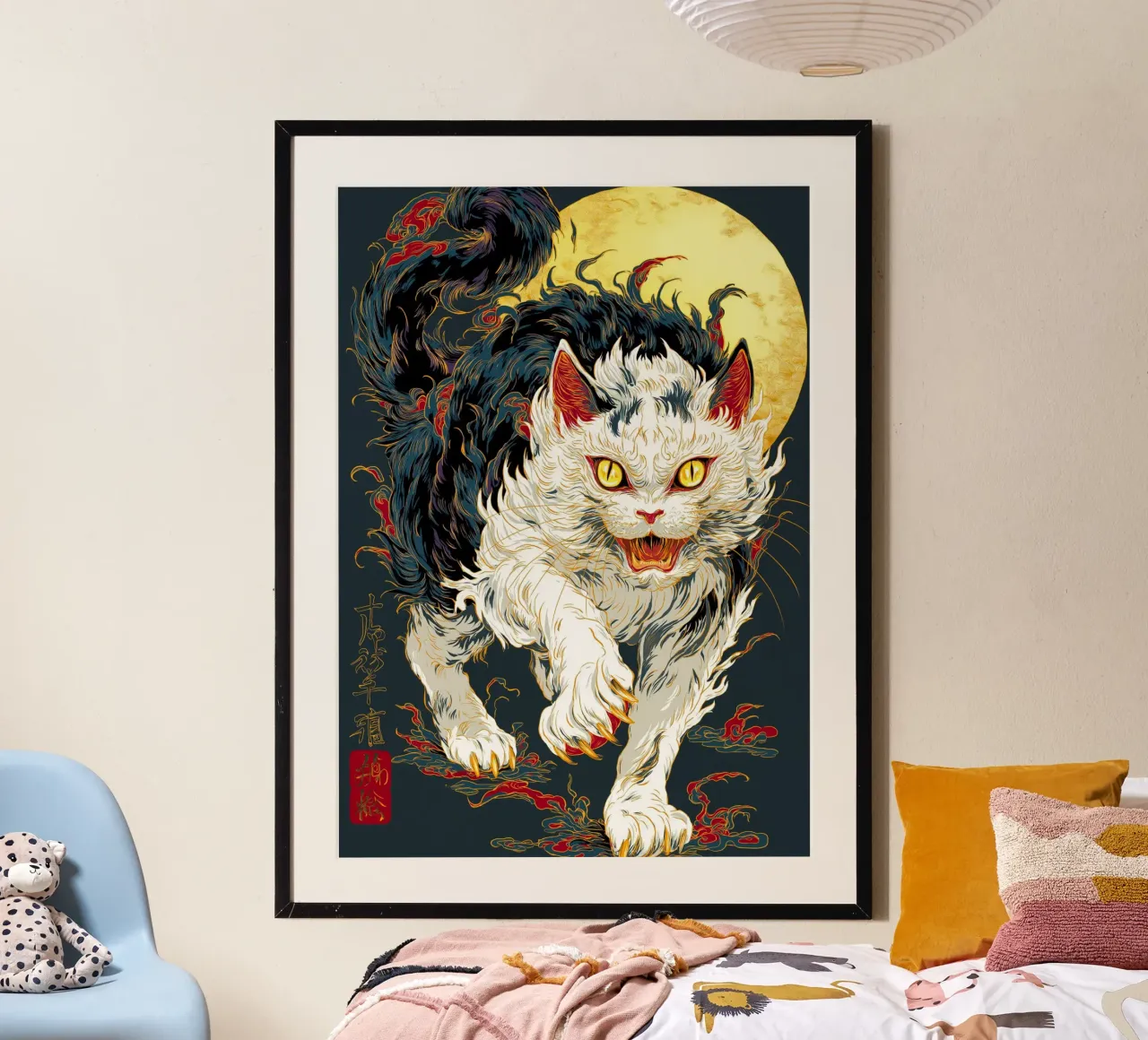 Gatto Ukiyo-e poster con telaio in alluminio da Fleur de Lys