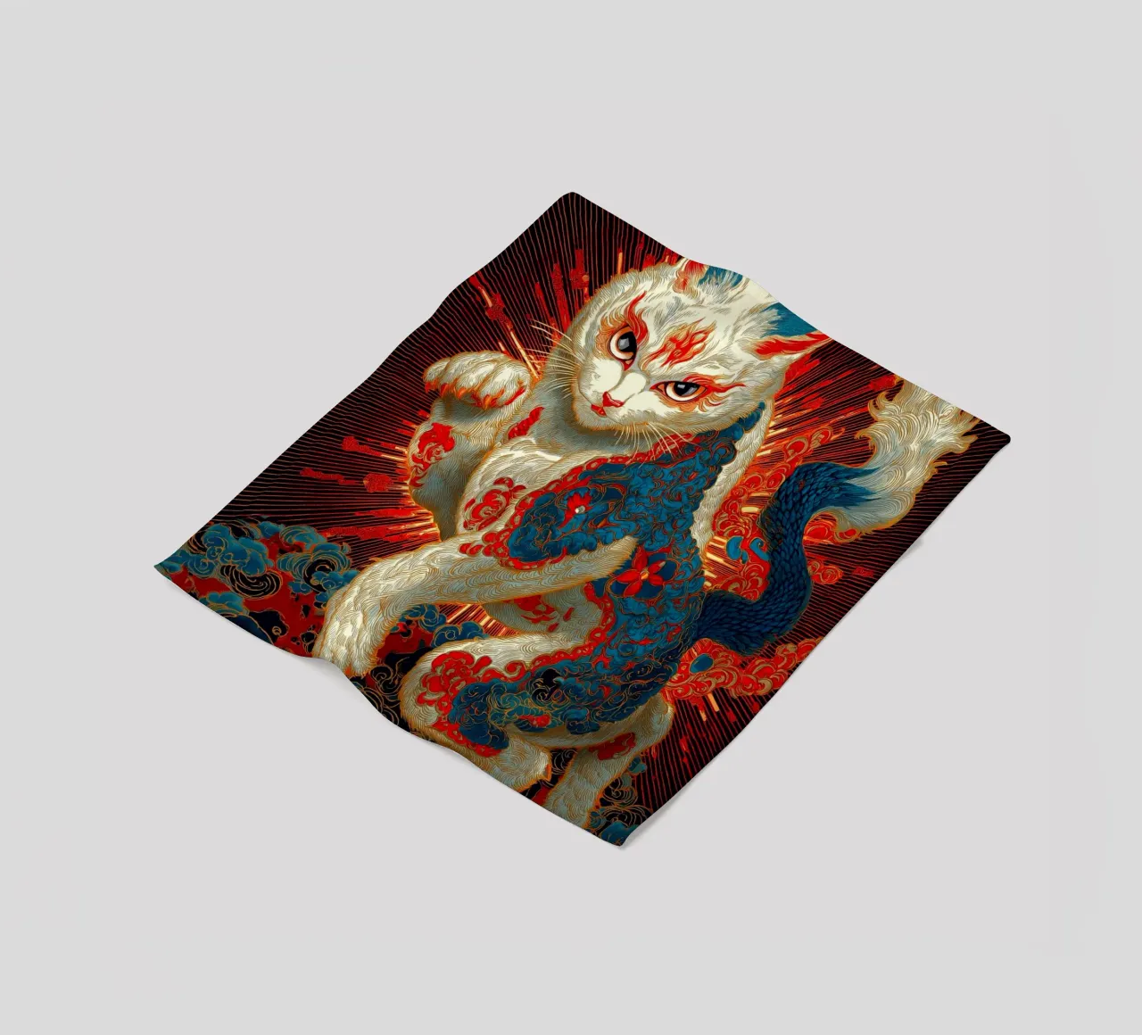 Gatto Ukiyo-e coperta in pile da Fleur de Lys