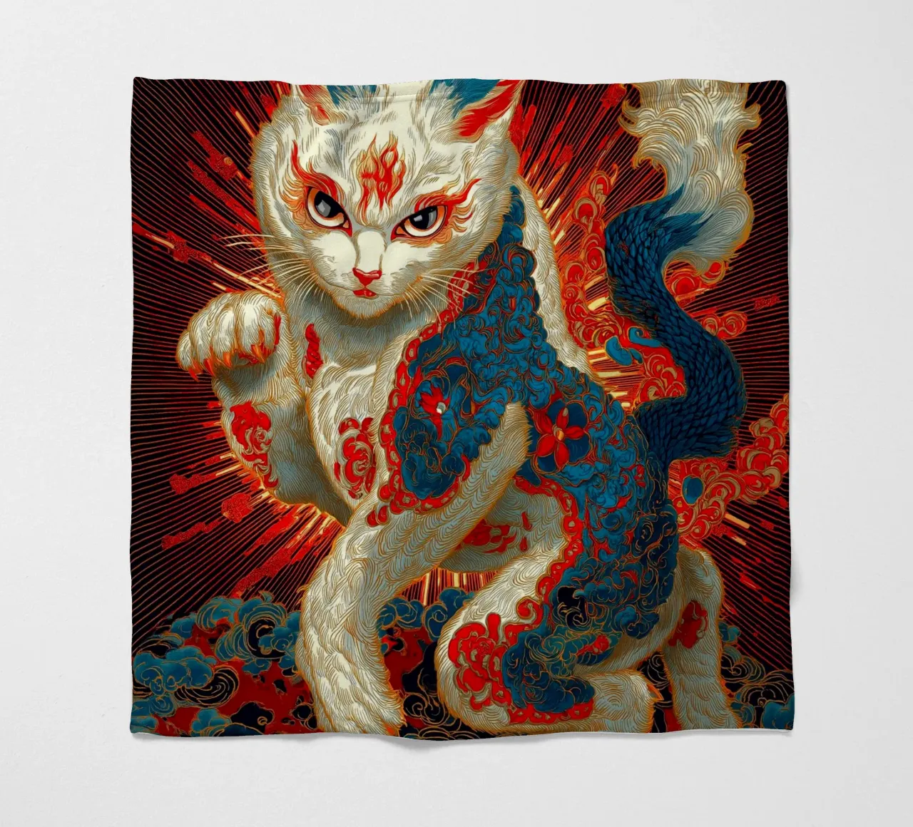 Gatto Ukiyo-e coperta in pile da Fleur de Lys