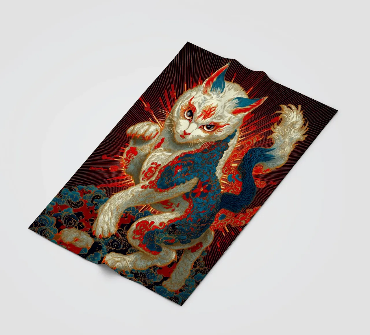 Gatto Ukiyo-e coperta in pile da Fleur de Lys