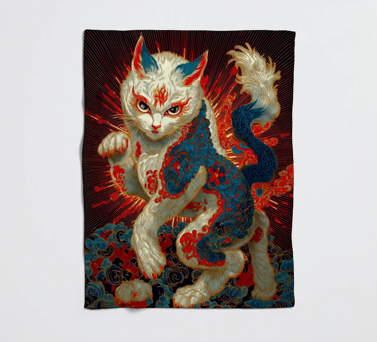 Gatto Ukiyo-e coperta in pile da Fleur de Lys
