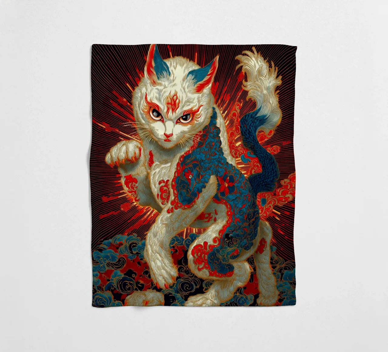 Gatto Ukiyo-e coperta in pile da Fleur de Lys