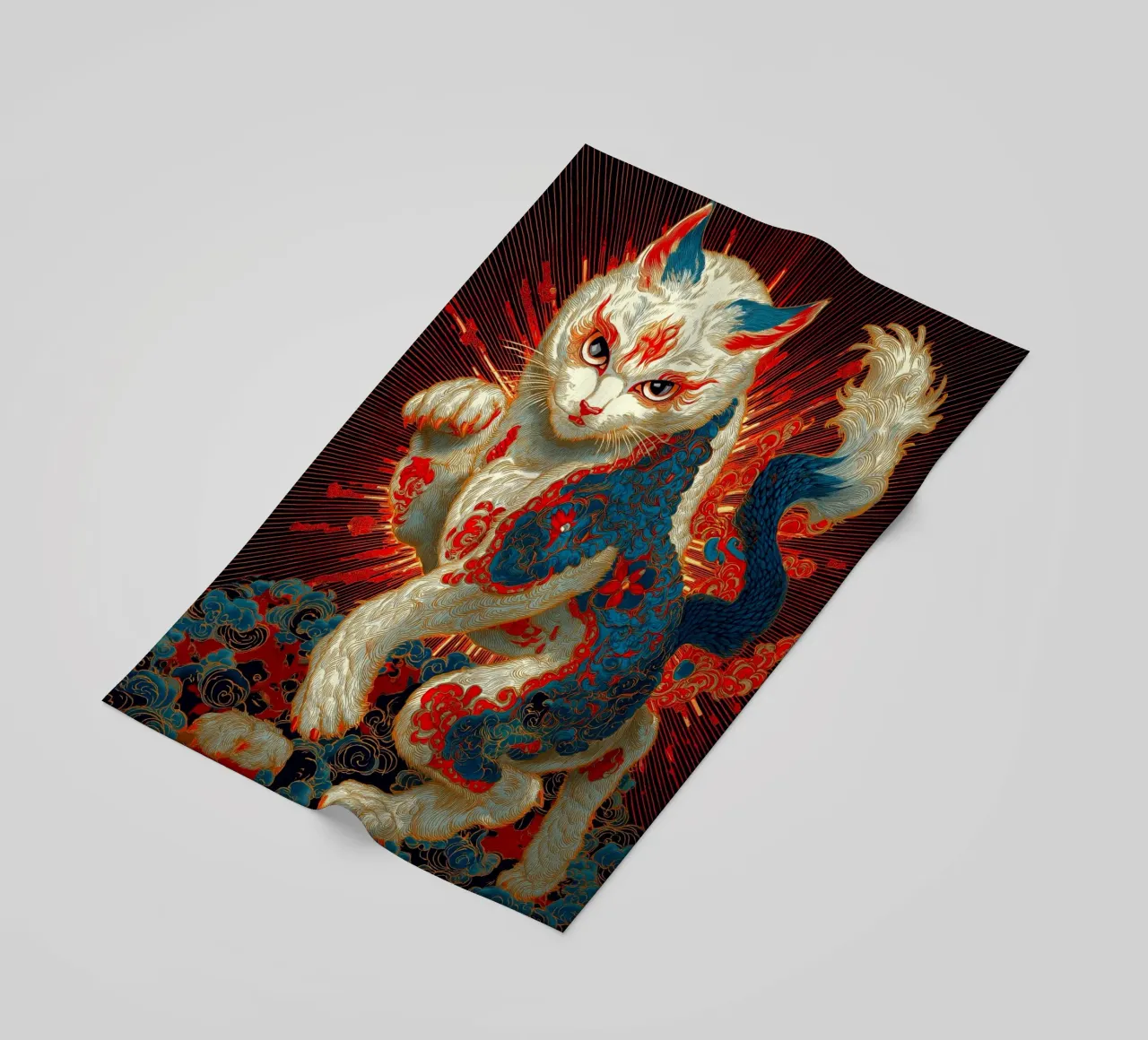Gatto Ukiyo-e telo mare da Fleur de Lys