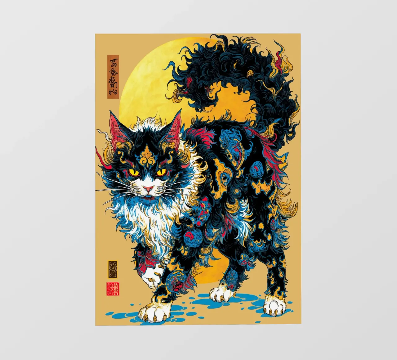 Gatto Ukiyo-e pellicola backlit da Fleur de Lys