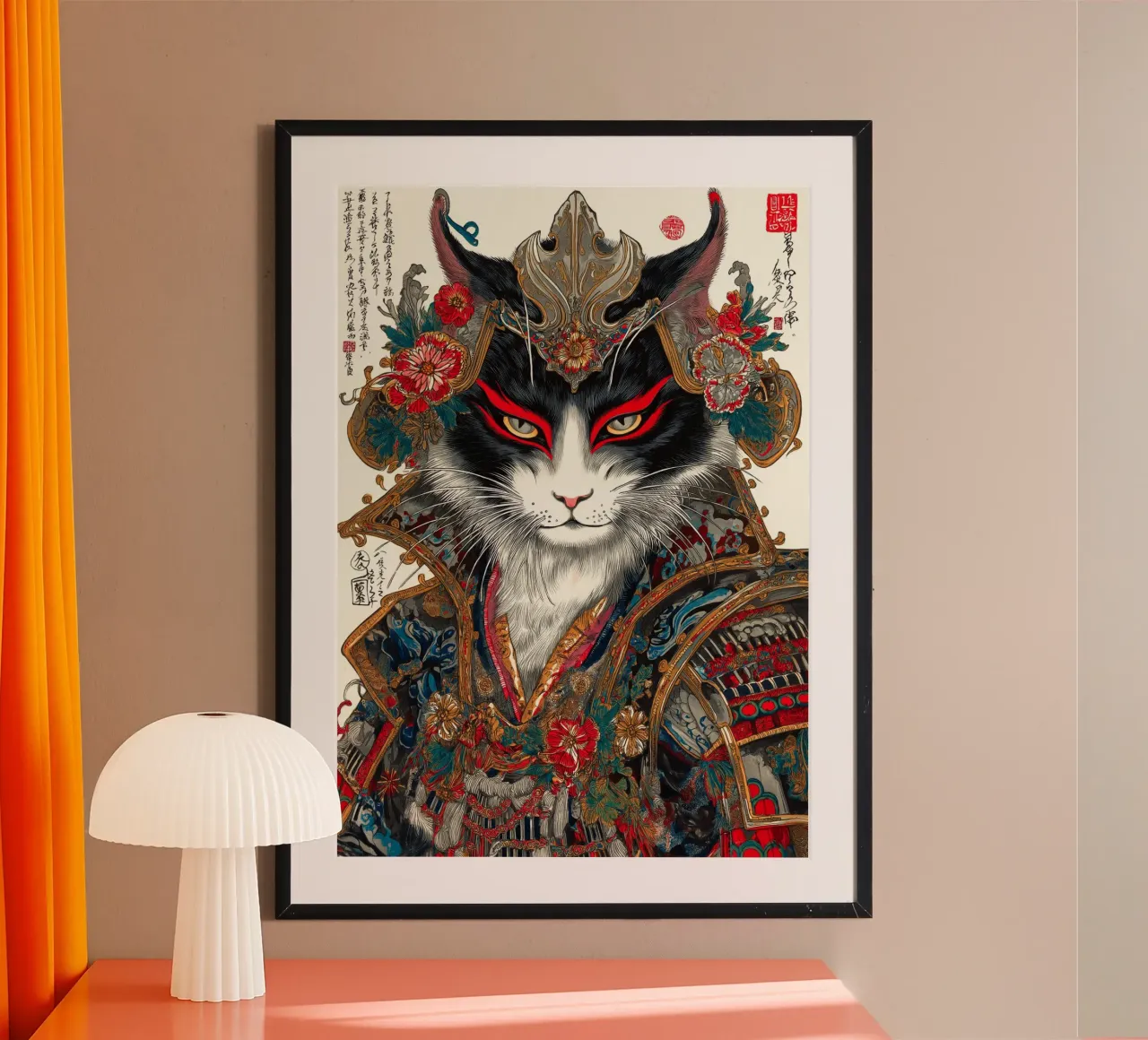 Gatto Ukiyo-e poster con telaio in alluminio da Fleur de Lys
