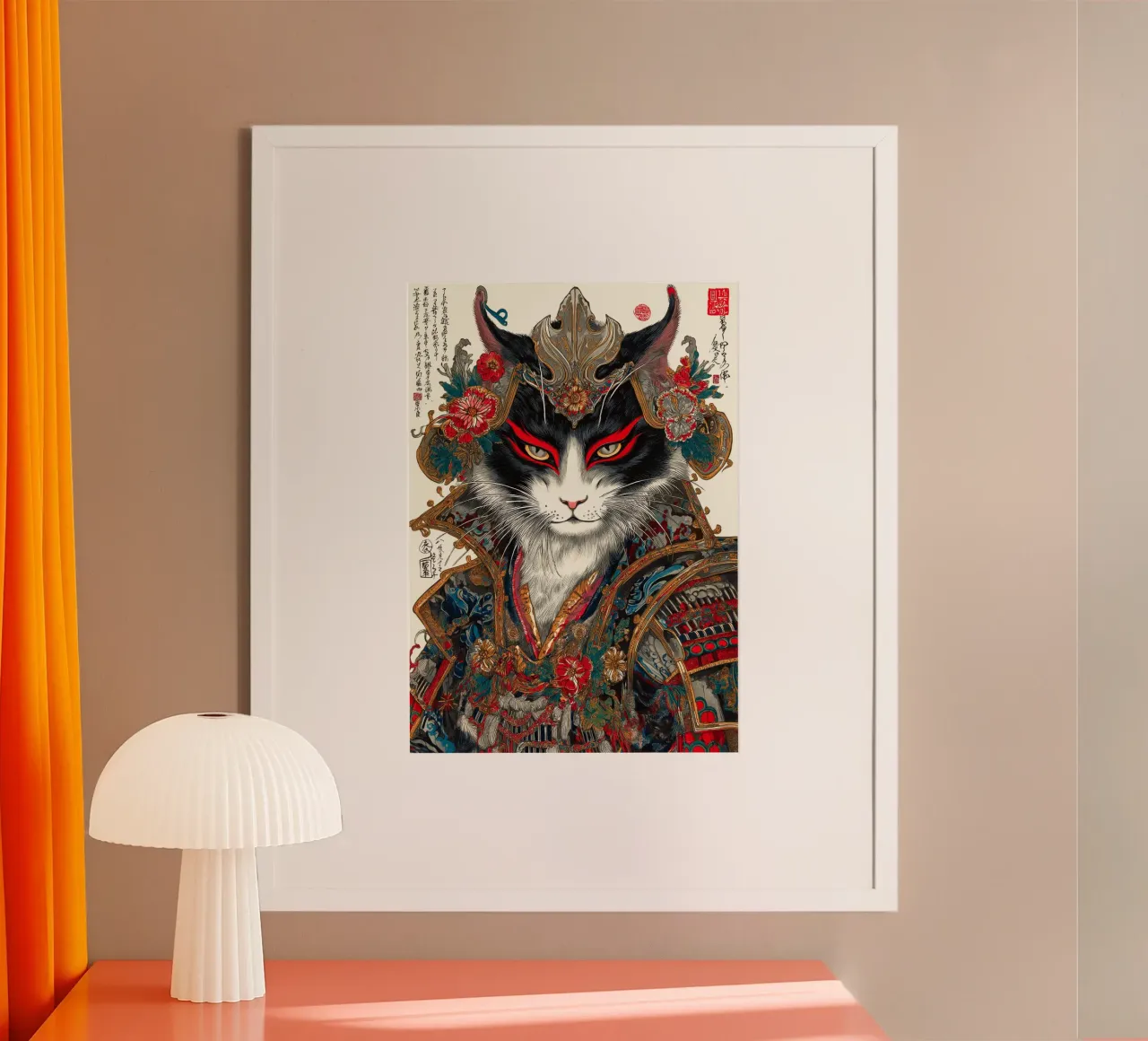 Gatto Ukiyo-e poster con telaio in alluminio da Fleur de Lys