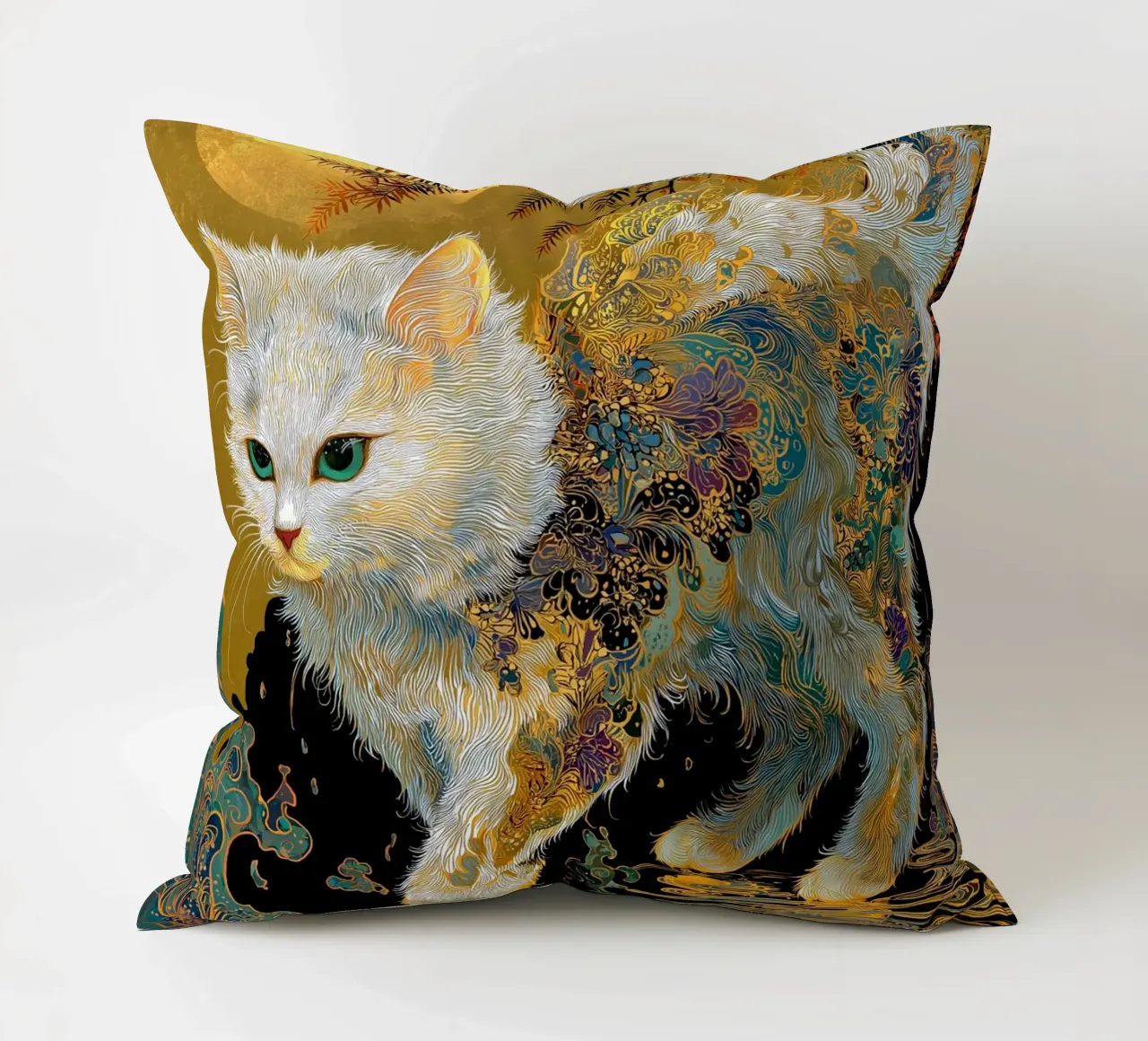Ukiyo-e Cat decorative cushion by Fleur de Lys