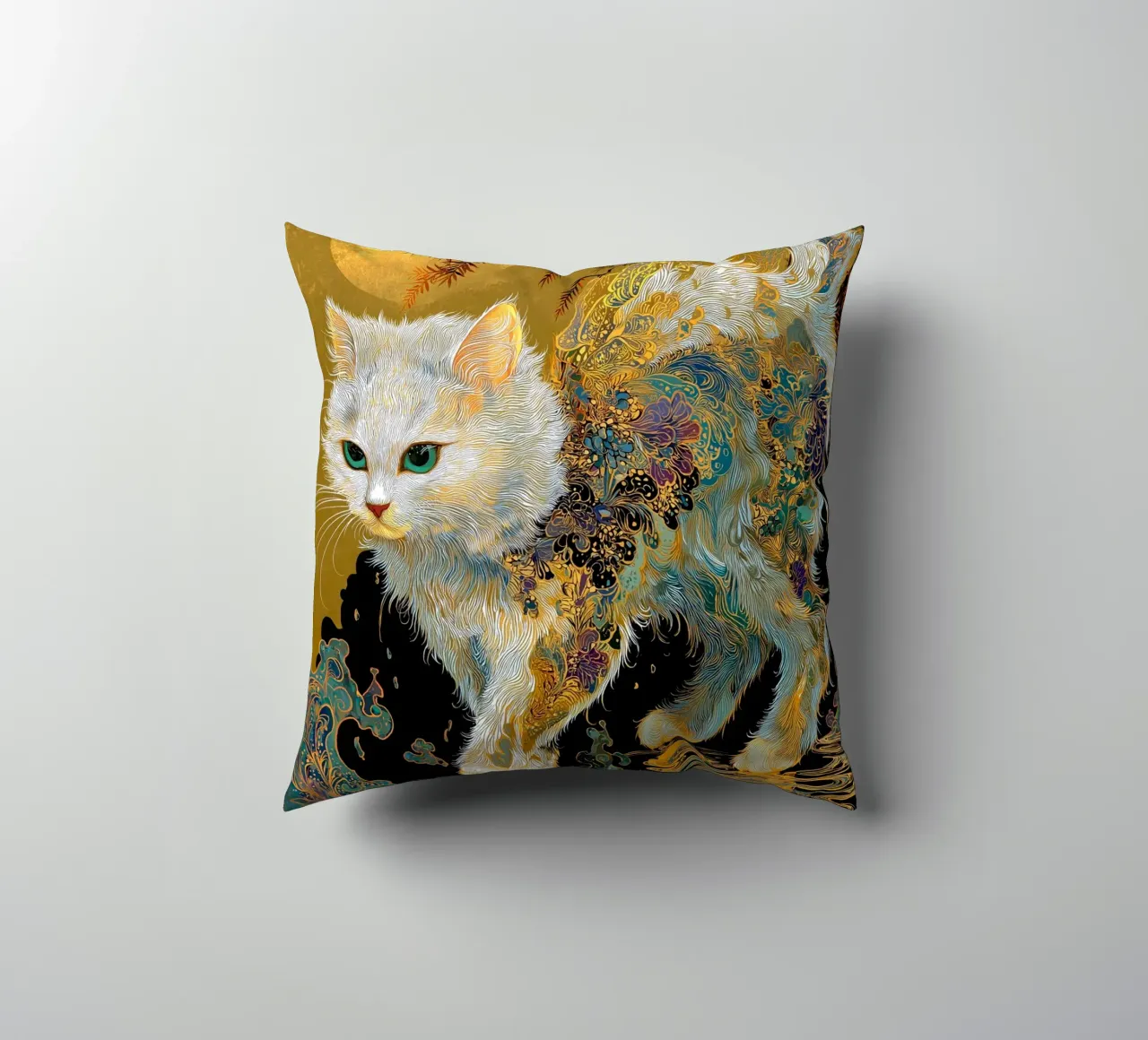 Ukiyo-e Cat decorative cushion by Fleur de Lys