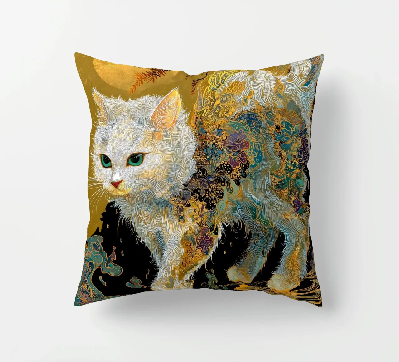 Ukiyo-e Cat decorative cushion by Fleur de Lys