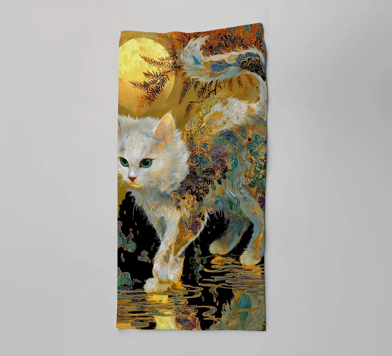 Ukiyo-e Cat towel by Fleur de Lys
