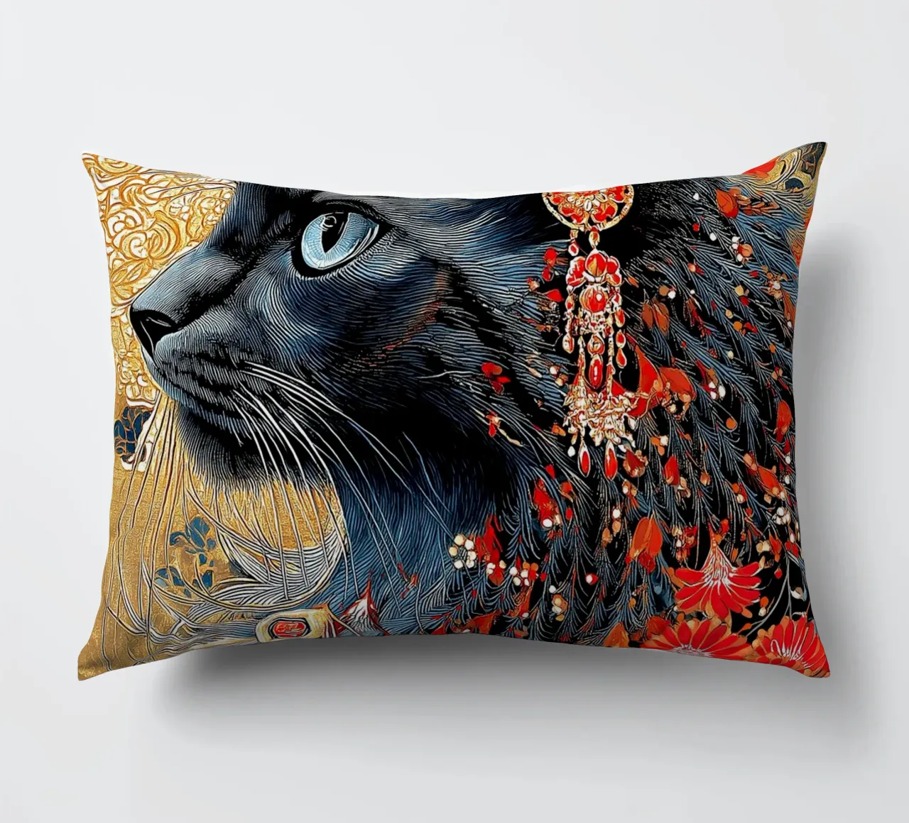 Ukiyo-e Cat decorative cushion by Fleur de Lys
