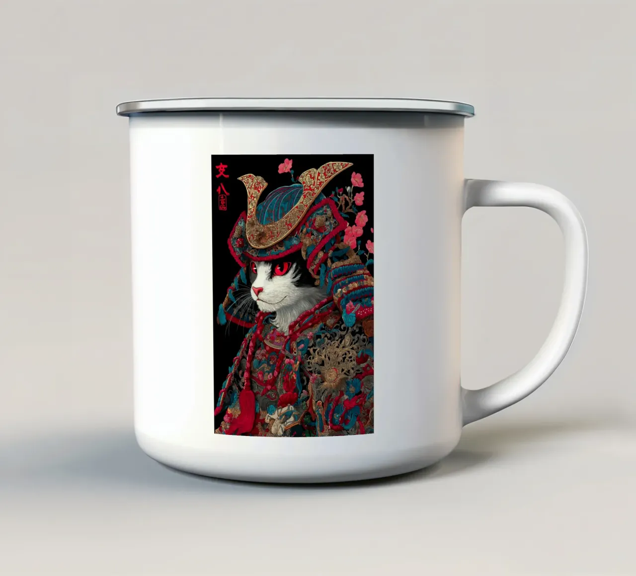 Gatto Ukiyo-e tazza in smalto da Fleur de Lys