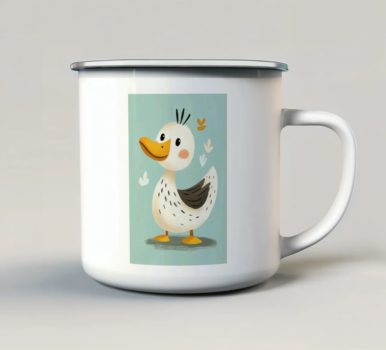Carino il cartone animato dell'anatra tazza in smalto da E Cannon