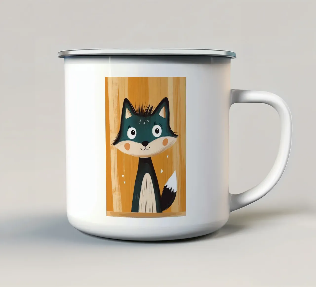 Volpe carina dei cartoni animati tazza in smalto da E Cannon