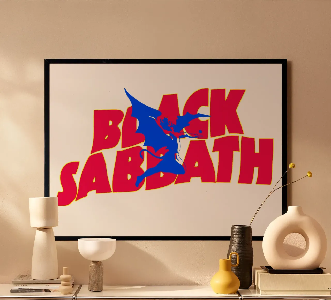 Black Sabbath Testa di metallo Band iconica poster con telaio in legno da Urban Life