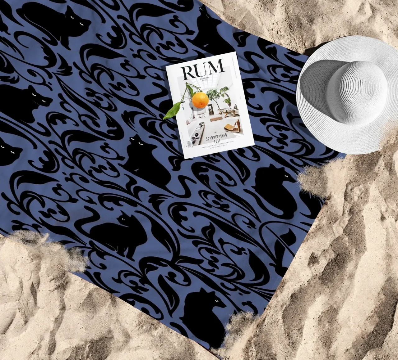 Black Cats beach towel by Vivi Nicolin