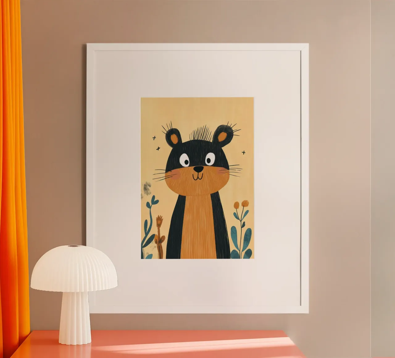 Simpática ardilla de dibujos animados poster con marco de aluminio de E Cannon