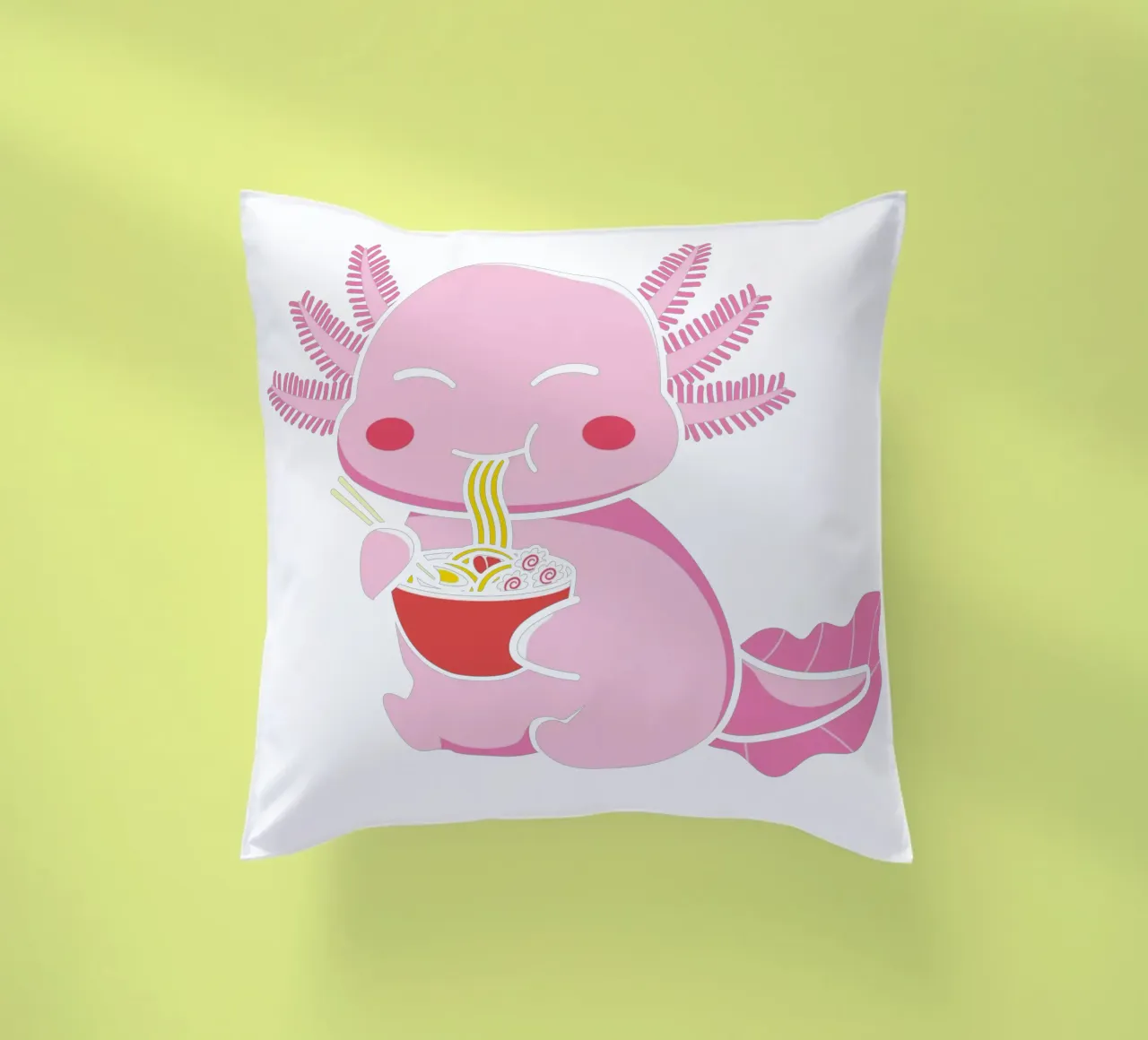 Axolotl eating pasta cuscino da edsonramosart