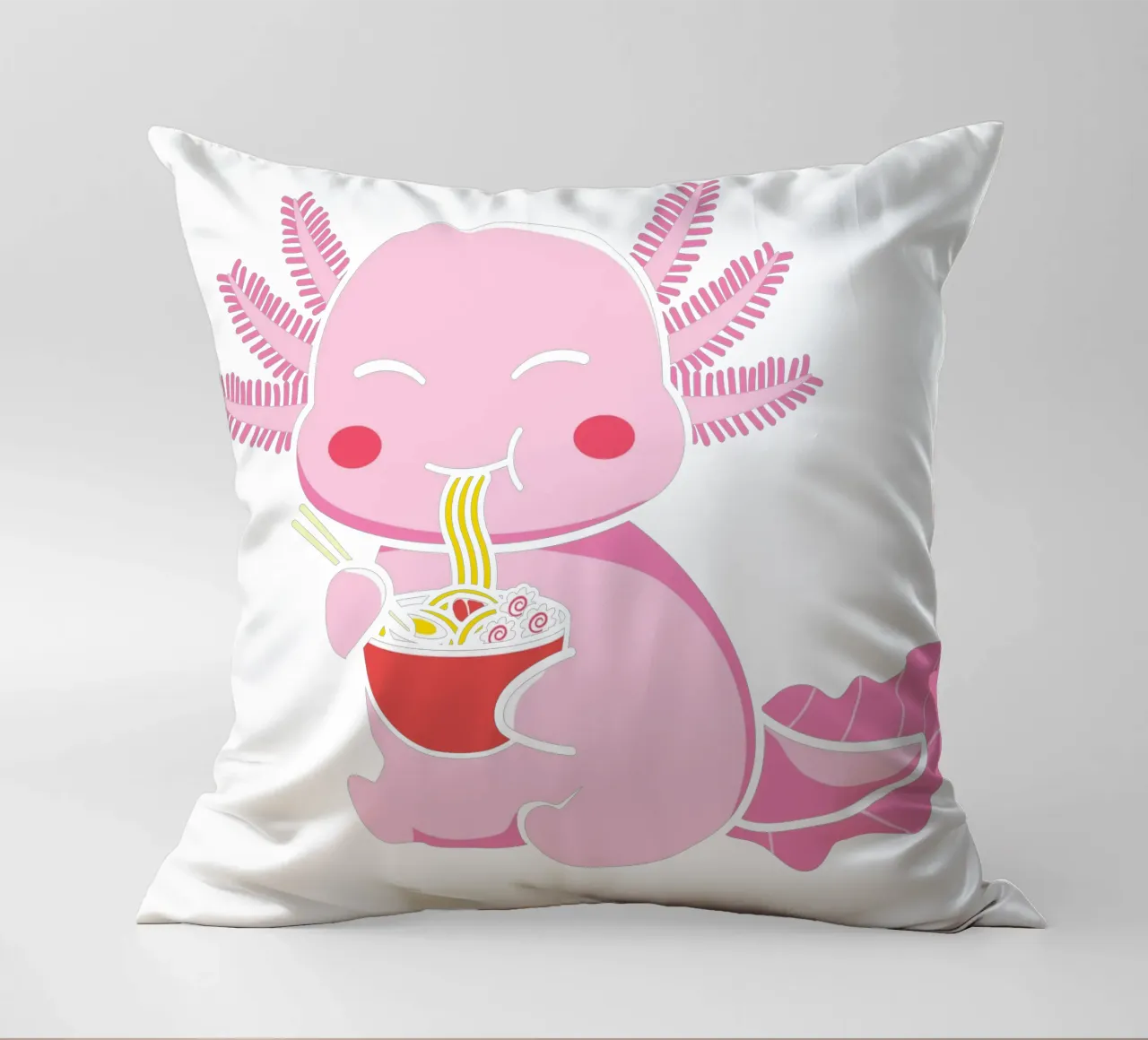 Axolotl eating pasta cuscino da edsonramosart