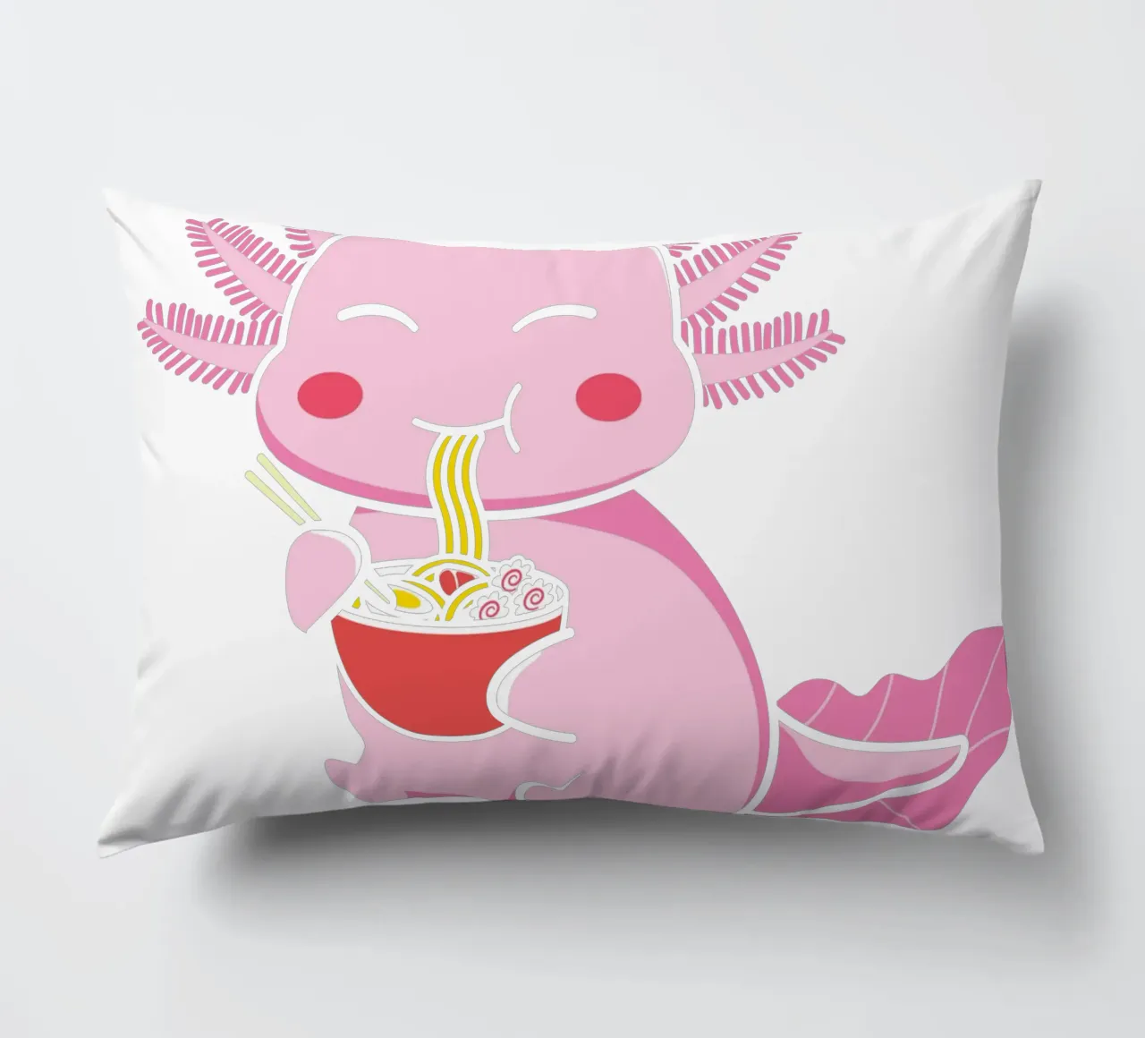 Axolotl eating pasta cuscino da edsonramosart